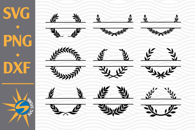 Split Laurel Wreath SVG, PNG, DXF Digital Files Include SVG SVGStoreShop 