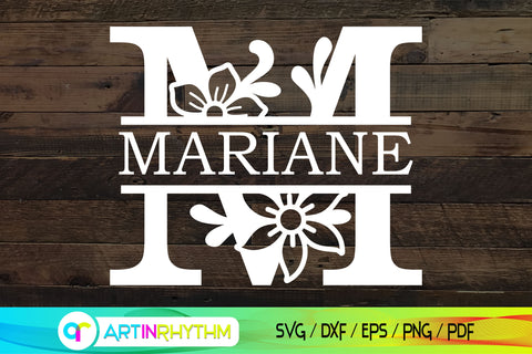 Split letter M monogram, Alphabet svg SVG Artinrhythm shop 