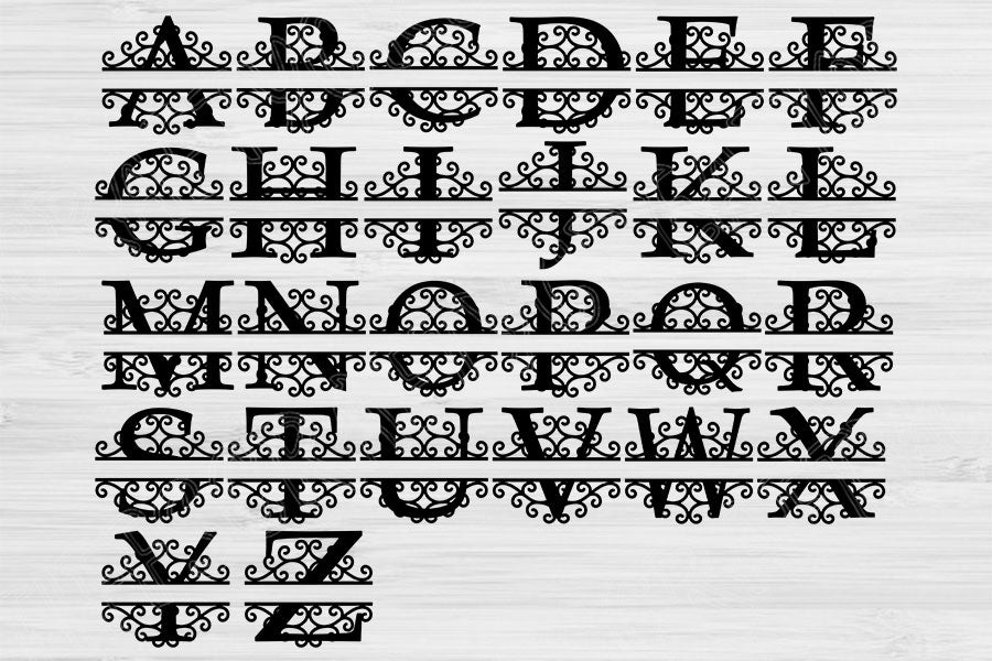 Split Letter Monogram Svg, Monogram Font Svg Alphabet Dxf Instant ...