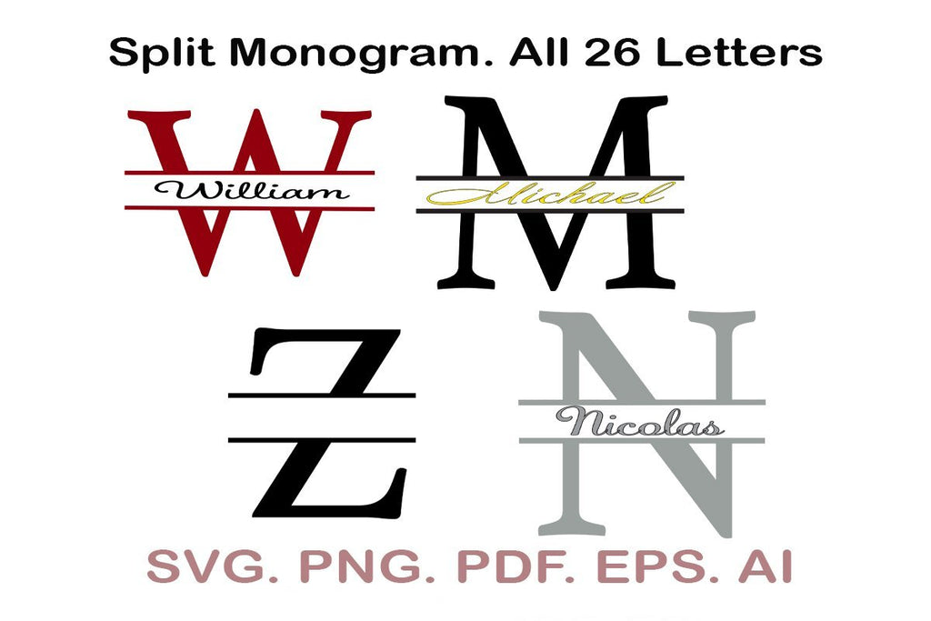 Split Letter SVG, Letter A-Z SVG, Split Monogram SVG, Split Frame ...