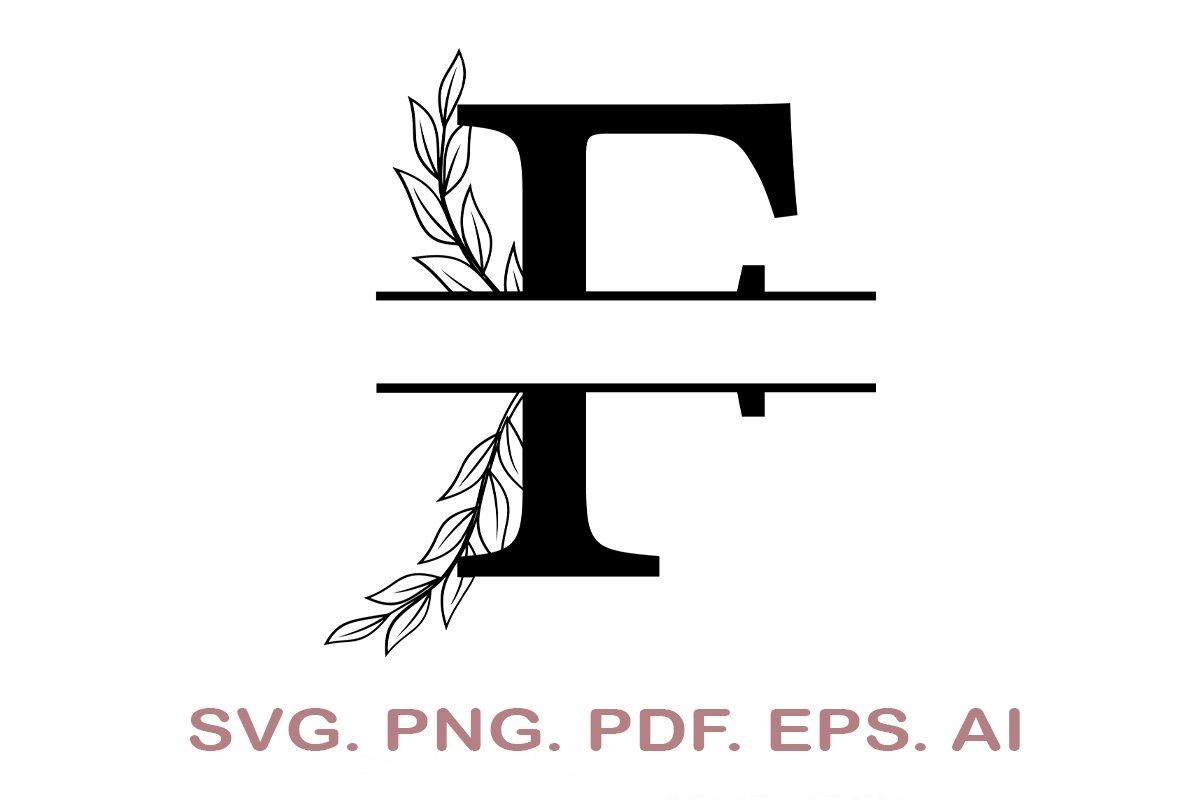Botanical Split Monogram Letter F SVG vector for instant download - Svg  Ocean — svgocean