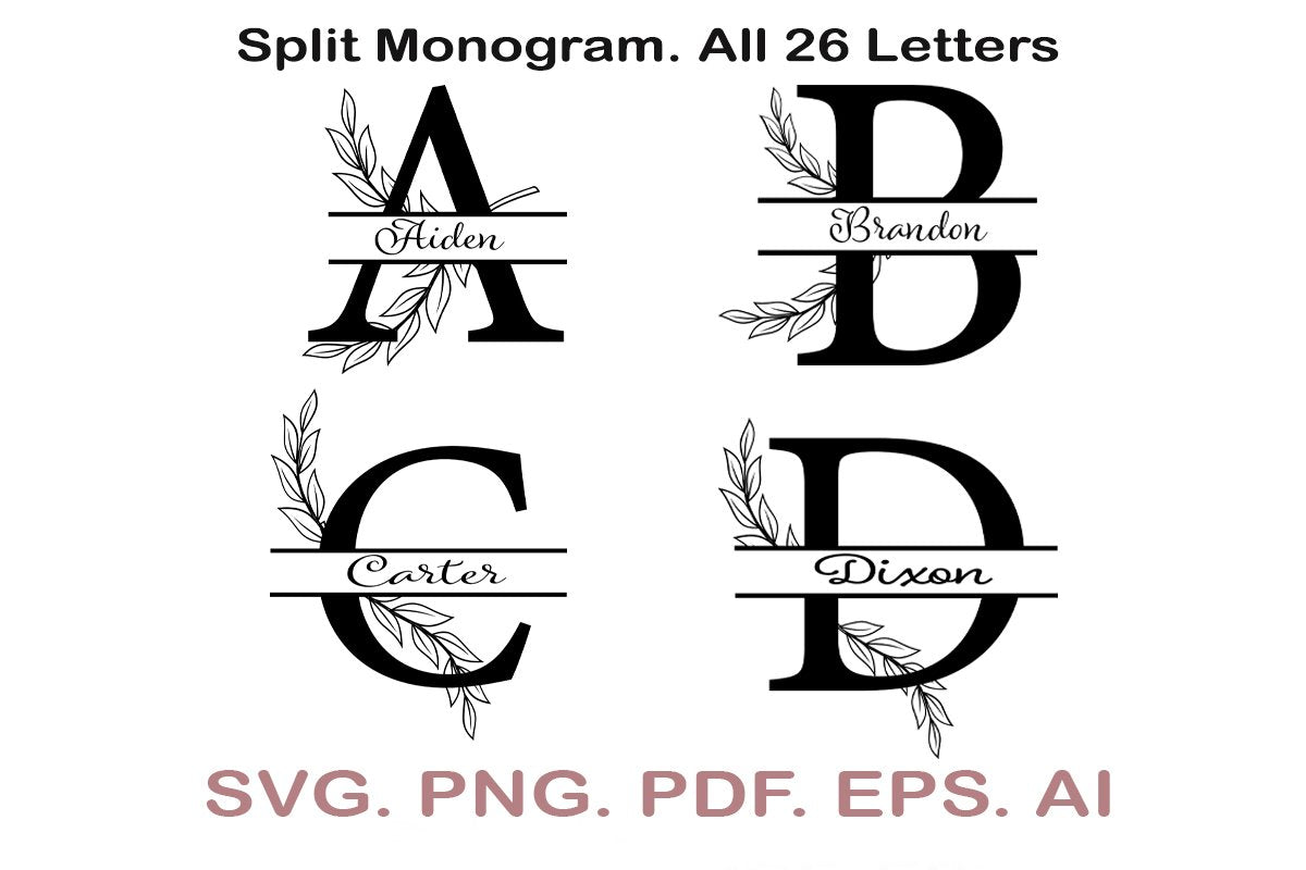 Split Letter SVG, Letters A-Z SVG, Split Monogram SVG, Split Frame ...
