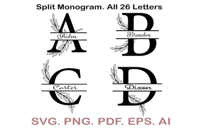 Split Letter SVG, Letters A-Z SVG, Split Monogram SVG, Split Frame Alphabet, Split Alphabet SVG, Split Font SVG SVG MagicDesignUS 