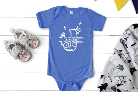 Split letter svg, Split Monogram for baby name svg, Sea theme decor for nursery SVG LanaMagDigital 