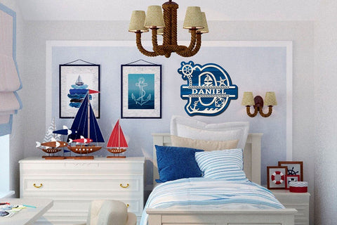 Split letter svg, Split Monogram for baby name svg, Sea theme decor for nursery SVG LanaMagDigital 