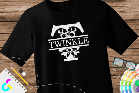 Split letter T monogram, Alphabet svg SVG Artinrhythm shop 