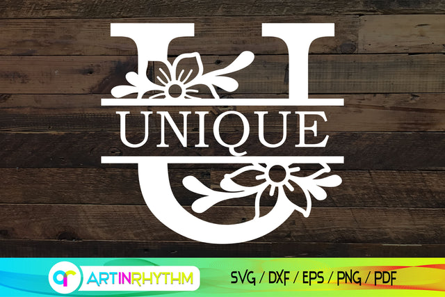 Split letter U monogram, Alphabet svg SVG Artinrhythm shop 