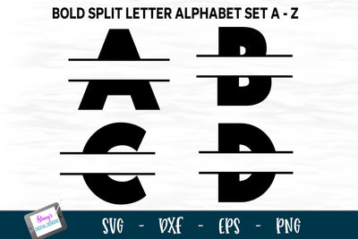 Split Letters A-Z - 26 Bold Split monogram letters SVG Stacy's Digital Designs 