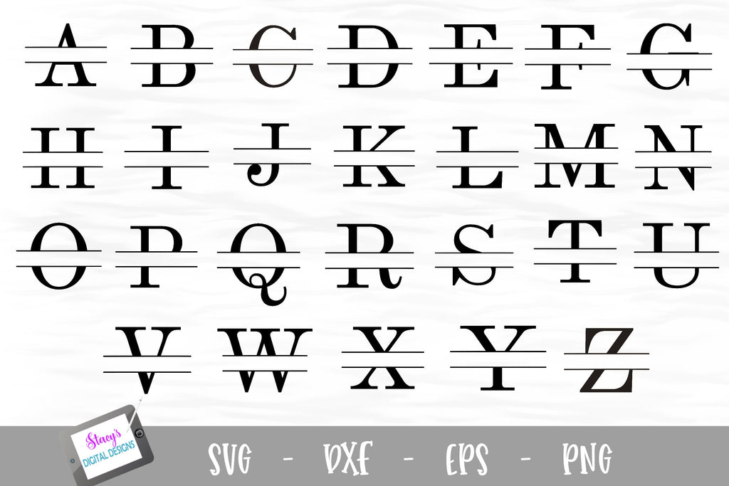 Split Letters A- Z - 26 Split monogram SVG files - So Fontsy