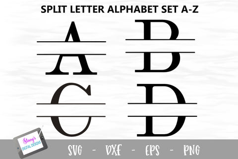 Split Letters A- Z - 26 Split monogram SVG files SVG Stacy's Digital Designs 