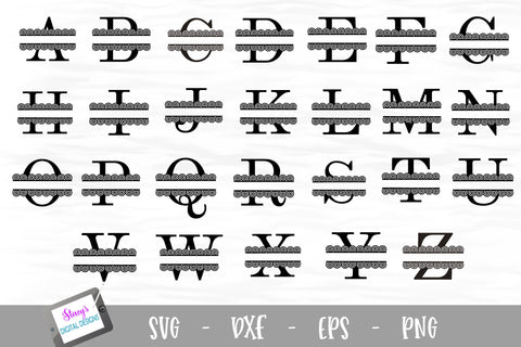 Split Letters A-Z - 26 Split Monogram SVG files with spirals SVG Stacy's Digital Designs 