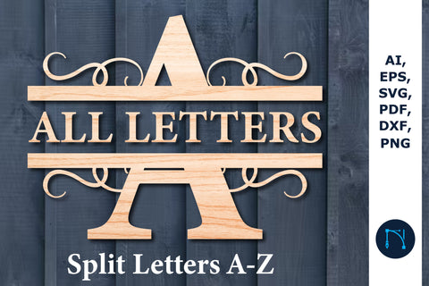 Split Letters A-Z SVG, Alphabet bundle sign SVG, laser cut SVG MD JOYNAL ABDIN 