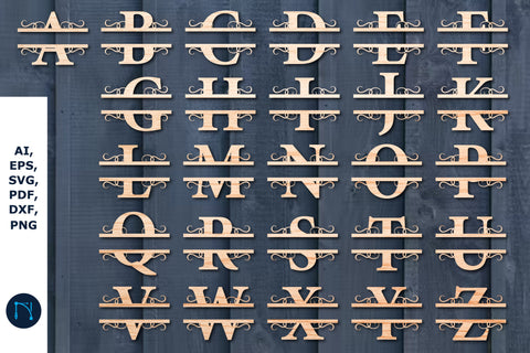 Split Letters A-Z SVG, Alphabet bundle sign SVG, laser cut SVG MD JOYNAL ABDIN 