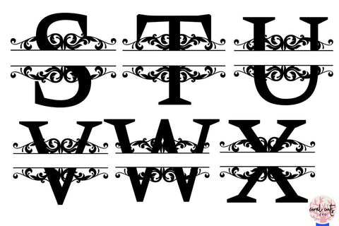 Split Letters Monogram A to Z - Svg EPS DXF PNG File SVG CoralCutsSVG 