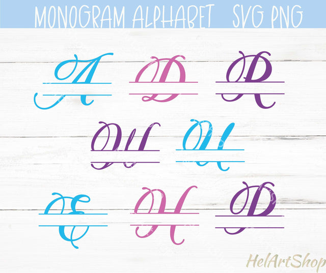 Split Letters SVG, Monogram Alphabet SVG SVG _HelArtShop_ 