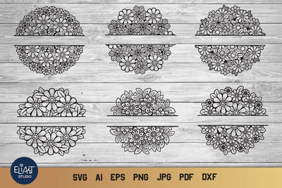 Split Mandala SVG, Floral Mandala SVG, Split Monogram SVG 6 Designs. SVG Elinorka 