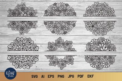 Split Mandala SVG, Flower Mandala SVG, Summer SVG. SVG Elinorka 
