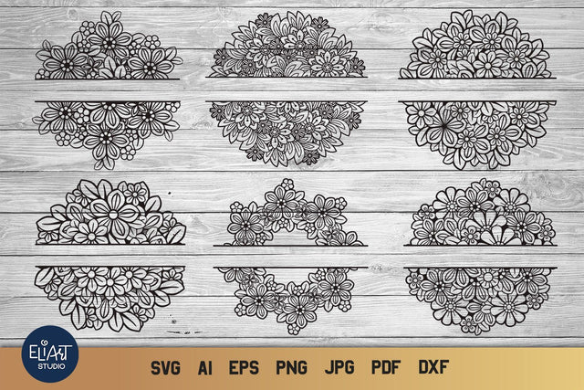 Split Mandala SVG, Flower Mandala SVG, Summer SVG. SVG Elinorka 
