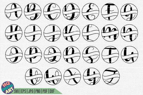 Split Monogram Alphabet Bundle SVG | 4 Letter Designs SVG HQDigitalArt 