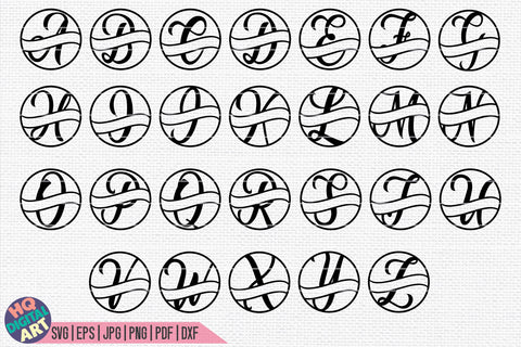 Split Monogram Alphabet Bundle SVG | 4 Letter Designs SVG HQDigitalArt 