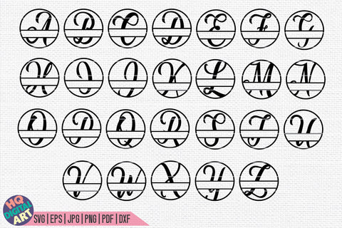 Split Monogram Alphabet Bundle SVG | 4 Letter Designs SVG HQDigitalArt 