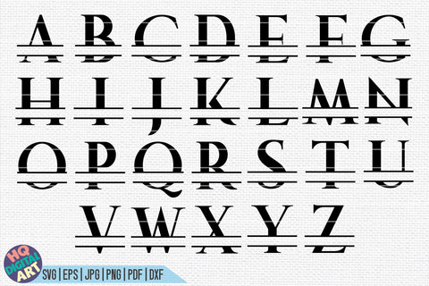 Split Monogram Alphabet Bundle SVG | 4 Letters Designs SVG HQDigitalArt 