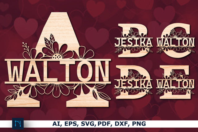 Split Monogram Alphabet Letters Bundle SVG MD JOYNAL ABDIN 