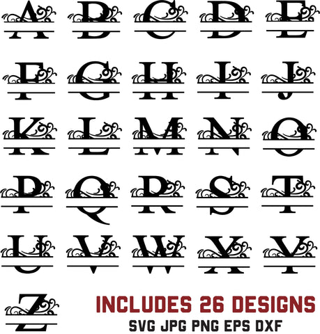 Split Monogram Alphabet Set SVG Bundle of Designs SVG So Fontsy Design Shop 