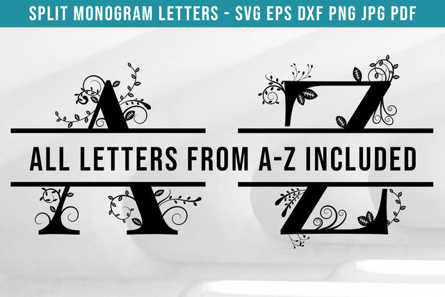 Split Monogram Alphabet | Split Letter Monogram SVG Bundle SVG Hippo Creations 