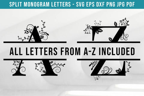 Split Monogram Alphabet | Split Letter Monogram SVG Bundle SVG Hippo Creations 