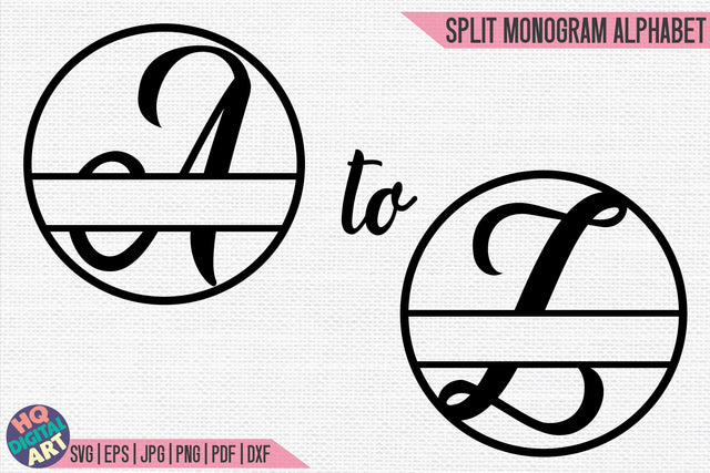 Split Monogram Alphabet SVG | 26 Split Letters SVG HQDigitalArt 