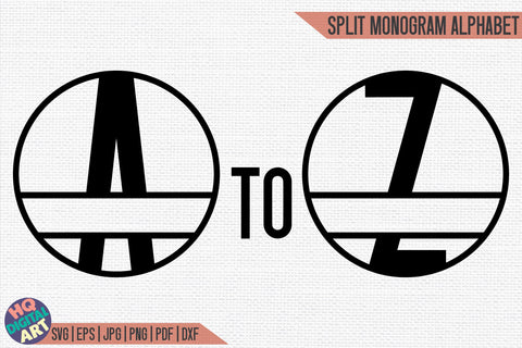 Split Monogram Alphabet SVG | 26 Split Letters SVG HQDigitalArt 