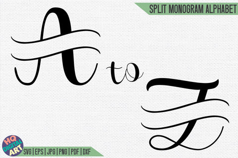 Split Monogram Alphabet SVG | 26 Split Letters SVG HQDigitalArt 