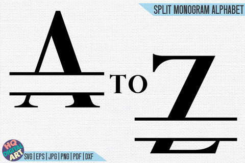 Split Monogram Alphabet SVG | 26 Split Letters SVG HQDigitalArt 