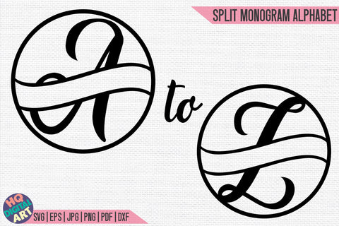 Split Monogram Alphabet SVG | 26 Split Letters SVG HQDigitalArt 