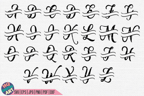 Split Monogram Alphabet SVG | 26 Split Letters SVG HQDigitalArt 