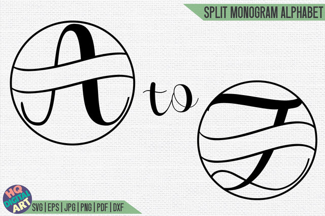Split Monogram Alphabet SVG | 26 Split Letters SVG HQDigitalArt 