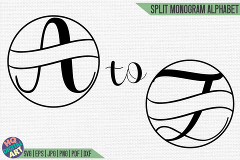 Split Monogram Alphabet SVG | 26 Split Letters SVG HQDigitalArt 