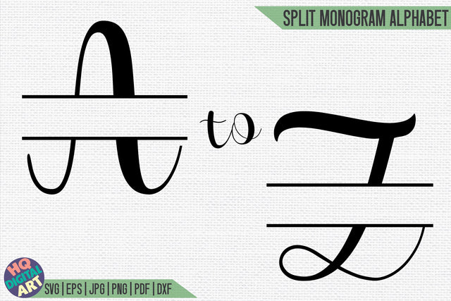 Split Monogram Alphabet SVG | 26 Split Letters SVG HQDigitalArt 
