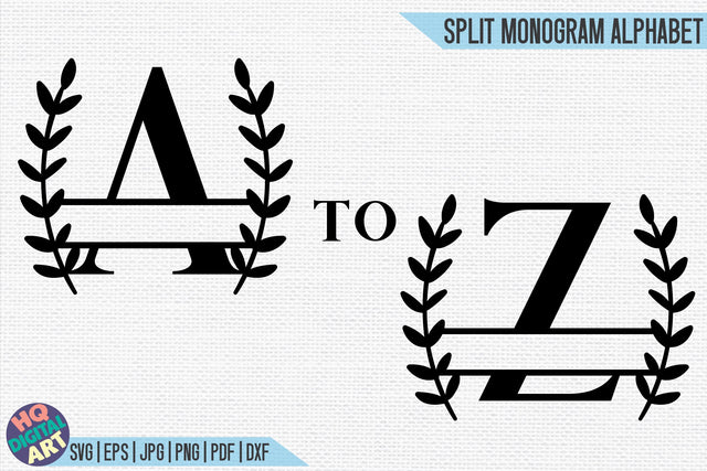 Split Monogram Alphabet SVG | 26 Split Letters SVG HQDigitalArt 