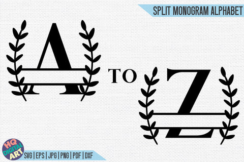 Split Monogram Alphabet SVG | 26 Split Letters SVG HQDigitalArt 