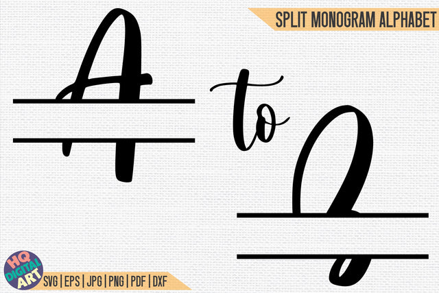 Split Monogram Alphabet SVG | 26 Split Letters SVG HQDigitalArt 