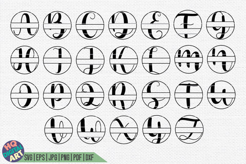 Split Monogram Alphabet SVG | 26 Split Letters SVG HQDigitalArt 