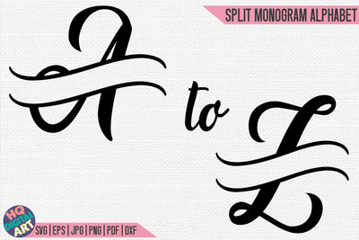 Split Monogram Alphabet SVG | 26 Split Letters SVG HQDigitalArt 
