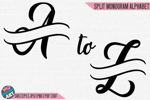 Split Monogram Alphabet SVG | 26 Split Letters SVG HQDigitalArt 
