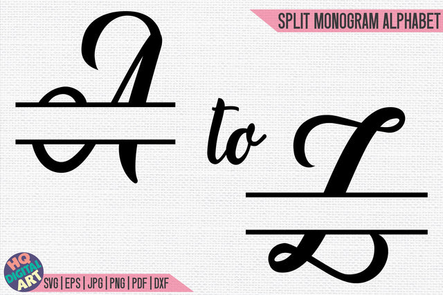 Split Monogram Alphabet SVG | 26 Split Letters SVG HQDigitalArt 