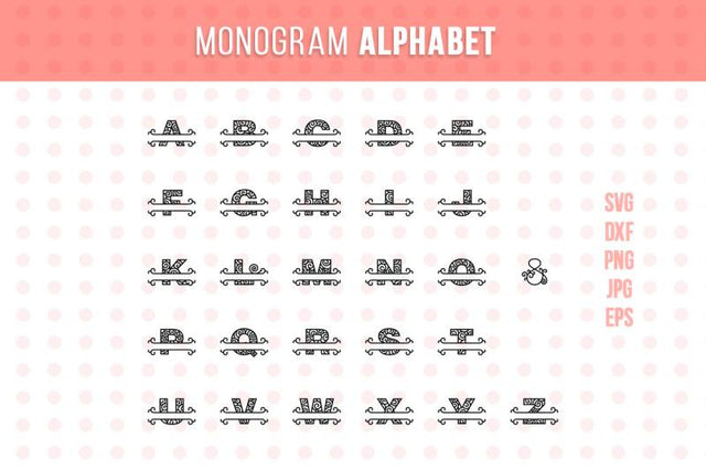 Split Monogram Alphabet SVG VectorSVGdesign 