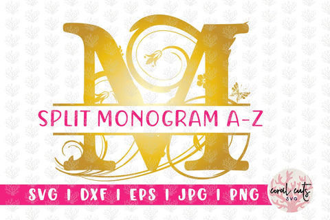 Split Monogram Decorative Flourishes - Svg EPS DXF PNG File SVG CoralCutsSVG 
