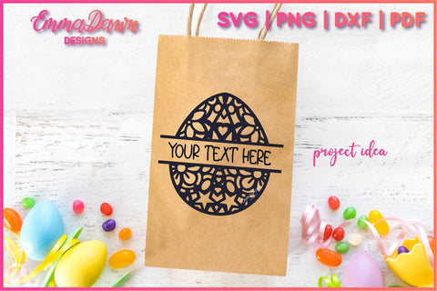 Split Monogram Easter Egg SVG | Mandala Easter Bunny SVG SVG Emma Dawn Designs 