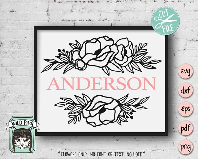 Split Monogram Flower Frame SVG Cut File SVG Wild Pilot 
